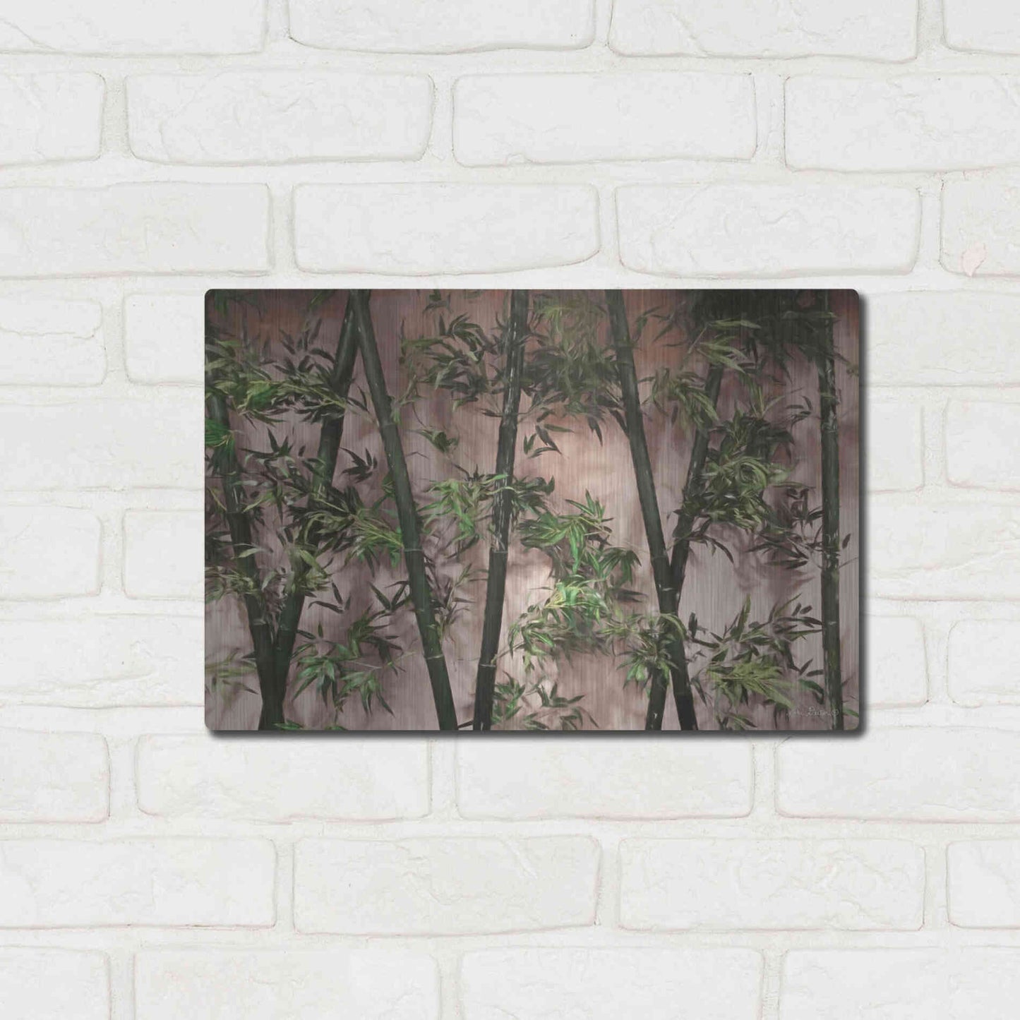 Luxe Metal Art 'Bamboo on Blush' by Lori Deiter, Metal Wall Art,16x12