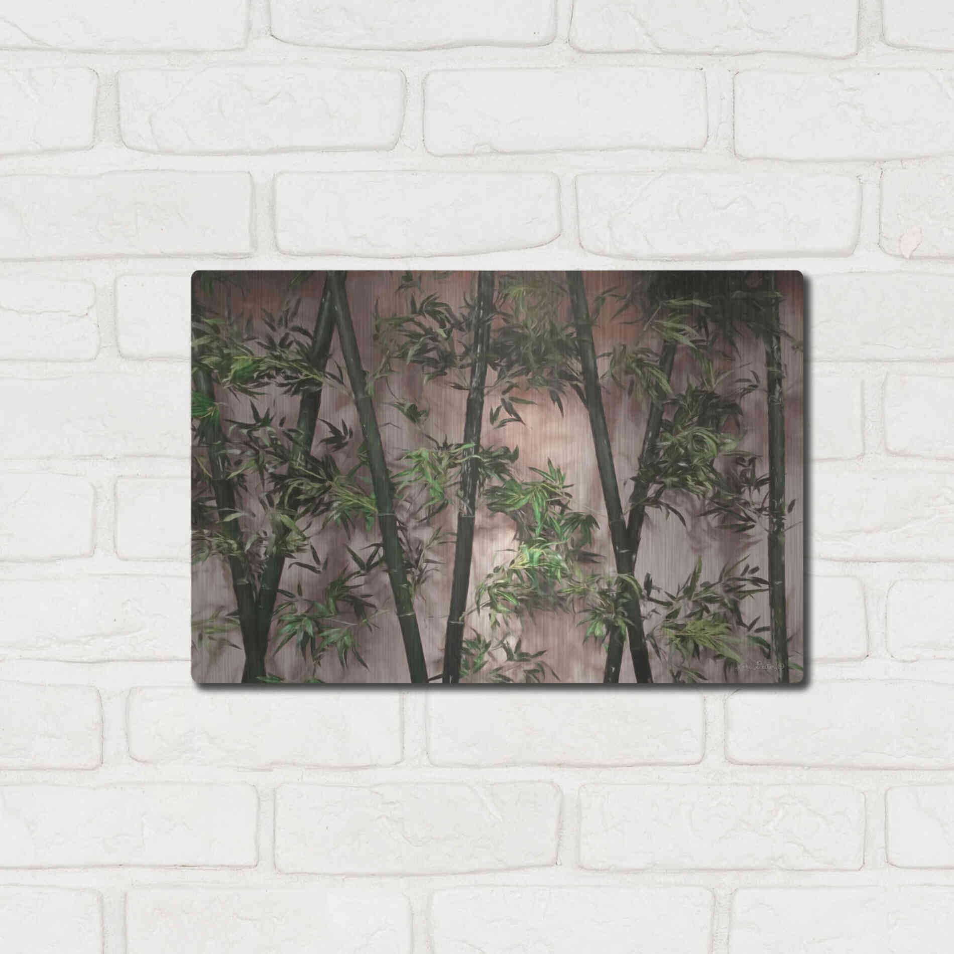 Luxe Metal Art 'Bamboo on Blush' by Lori Deiter, Metal Wall Art,16x12