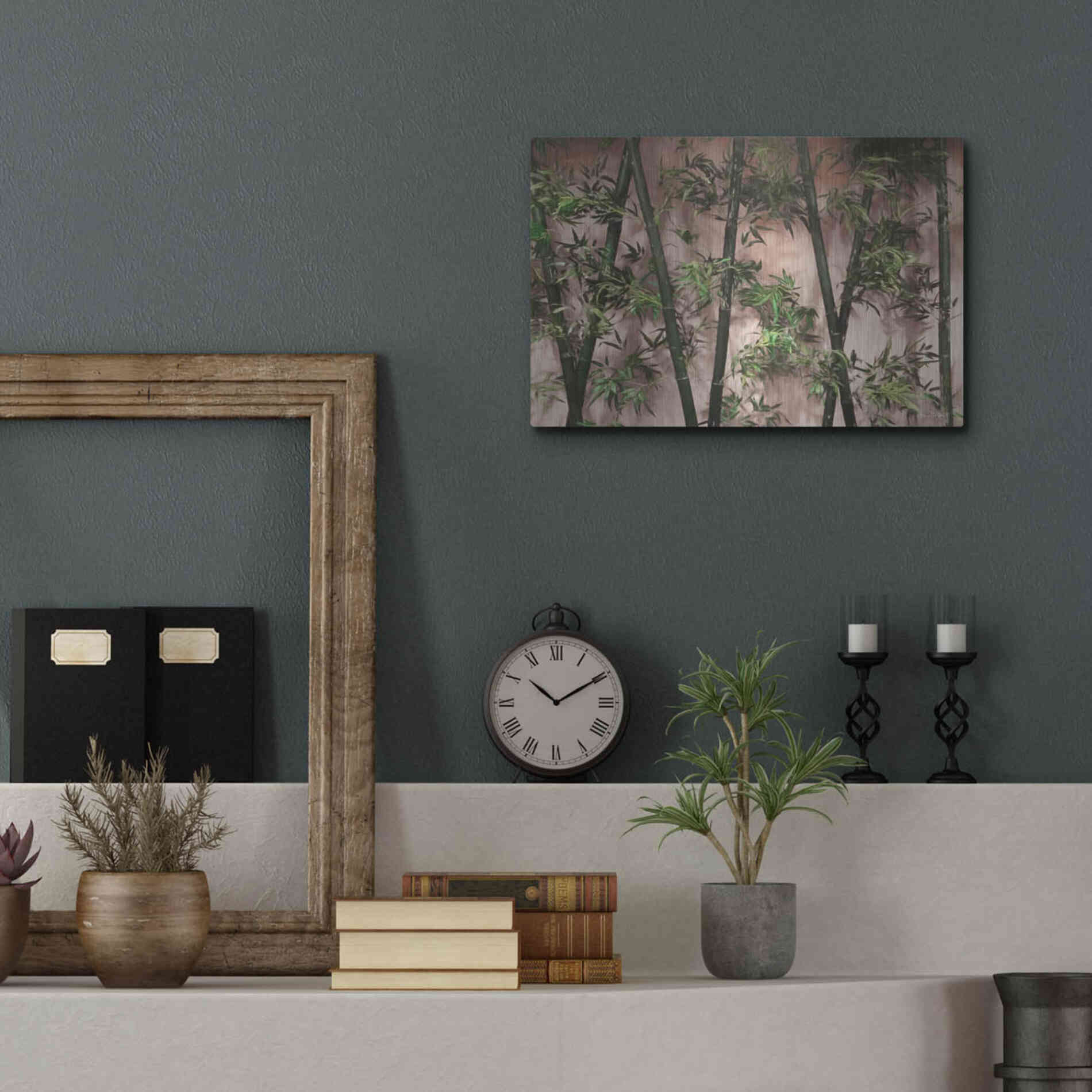 Luxe Metal Art 'Bamboo on Blush' by Lori Deiter, Metal Wall Art,16x12