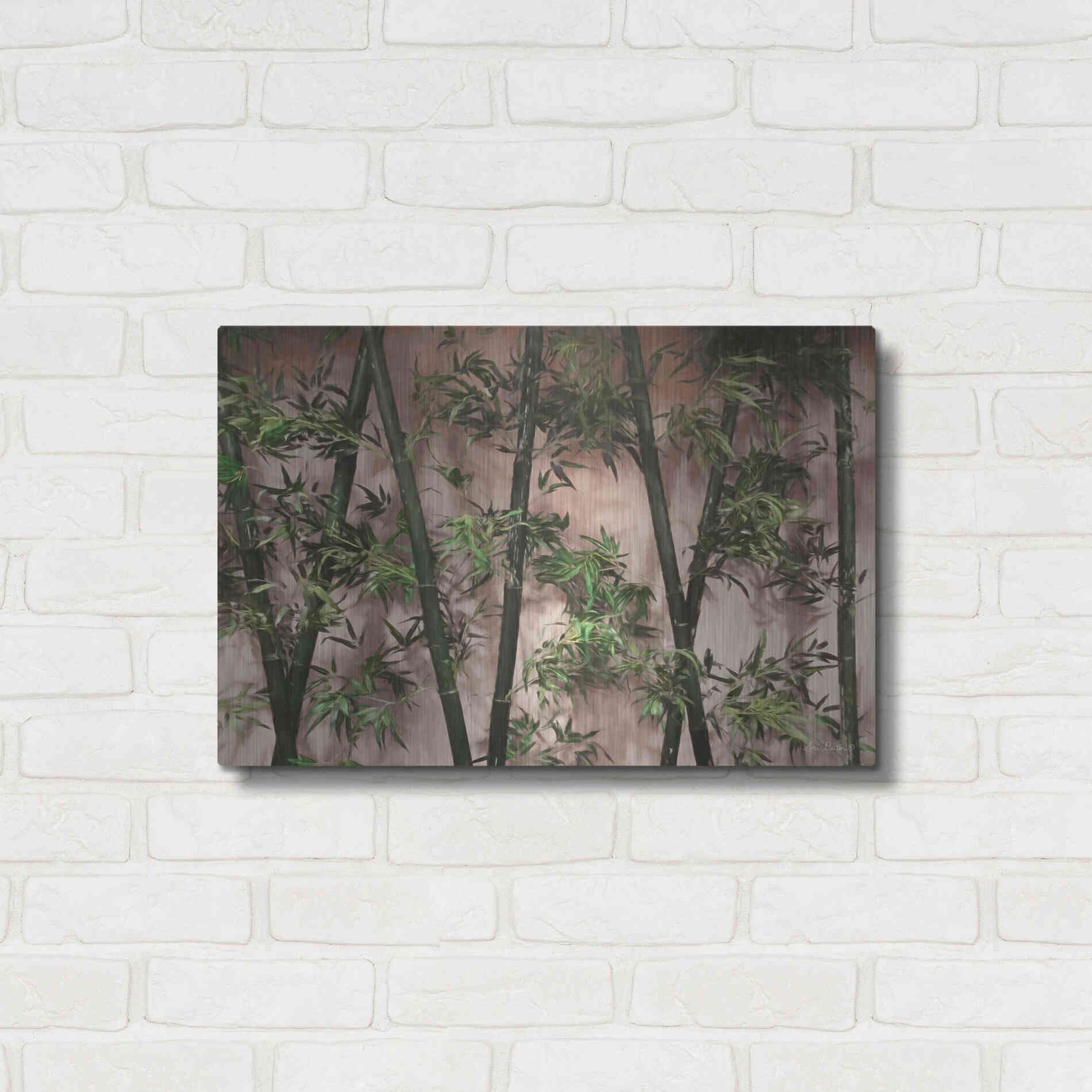 Luxe Metal Art 'Bamboo on Blush' by Lori Deiter, Metal Wall Art,24x16