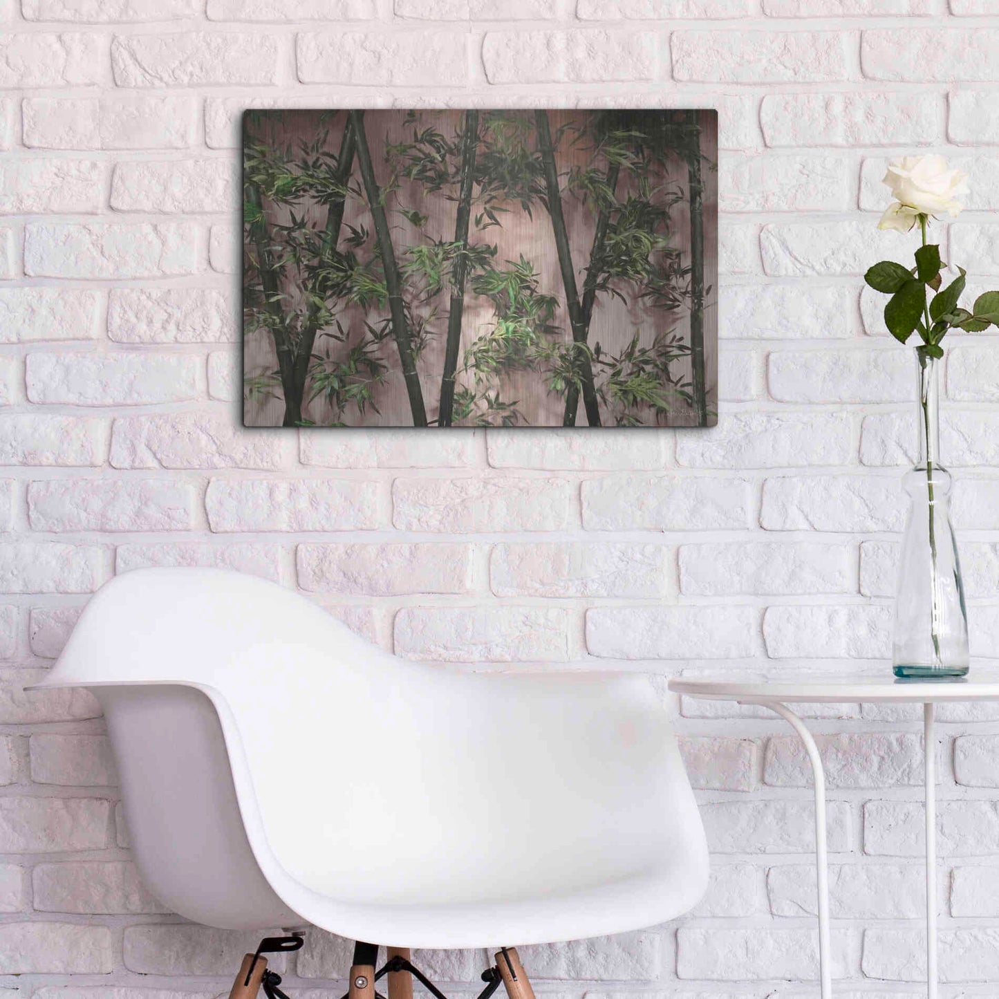 Luxe Metal Art 'Bamboo on Blush' by Lori Deiter, Metal Wall Art,24x16