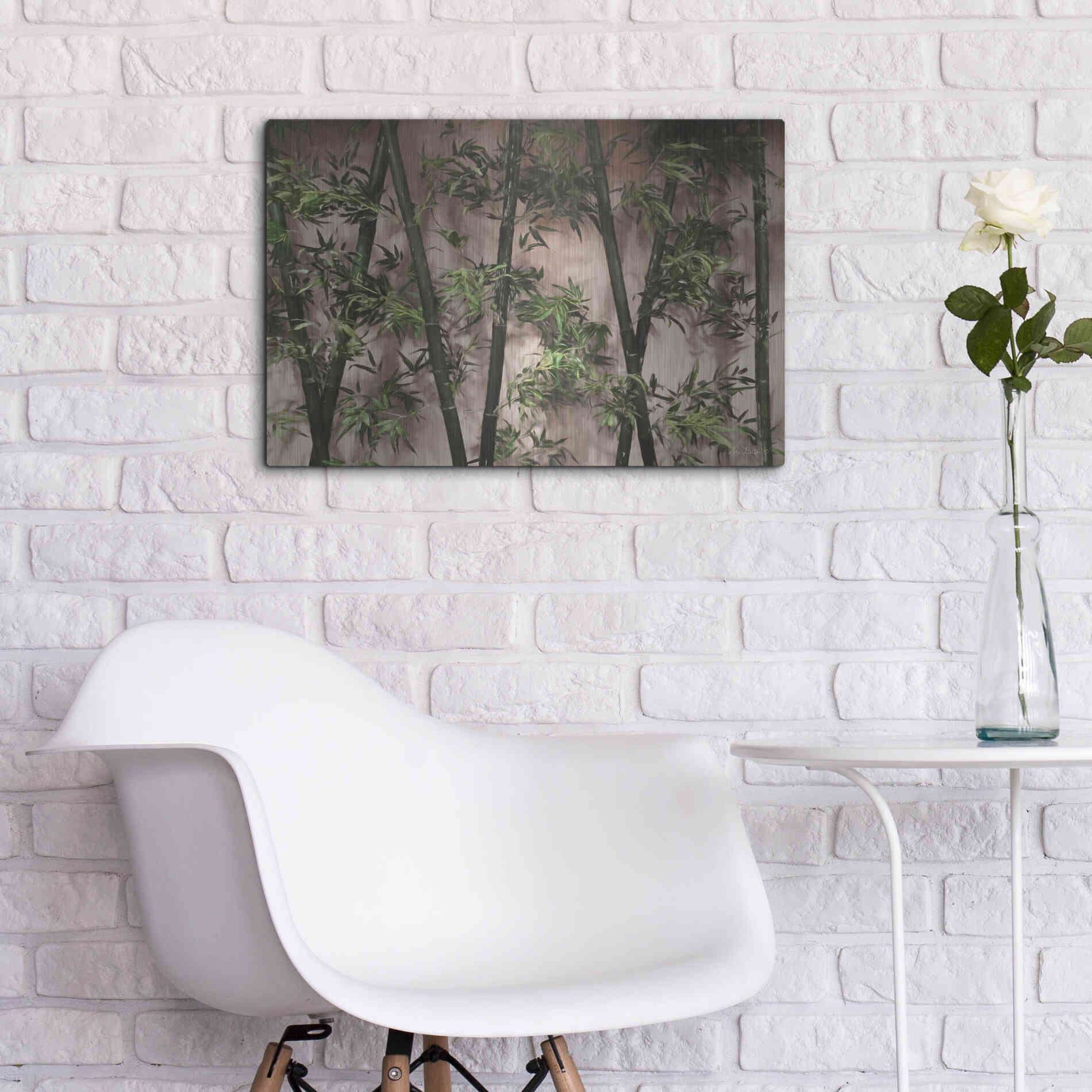 Luxe Metal Art 'Bamboo on Blush' by Lori Deiter, Metal Wall Art,24x16