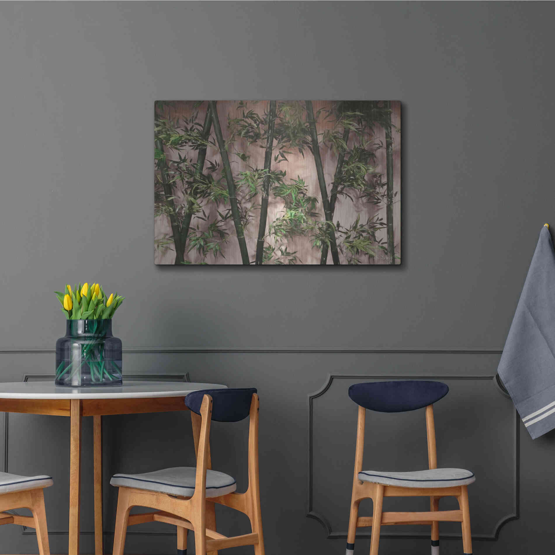 Luxe Metal Art 'Bamboo on Blush' by Lori Deiter, Metal Wall Art,36x24