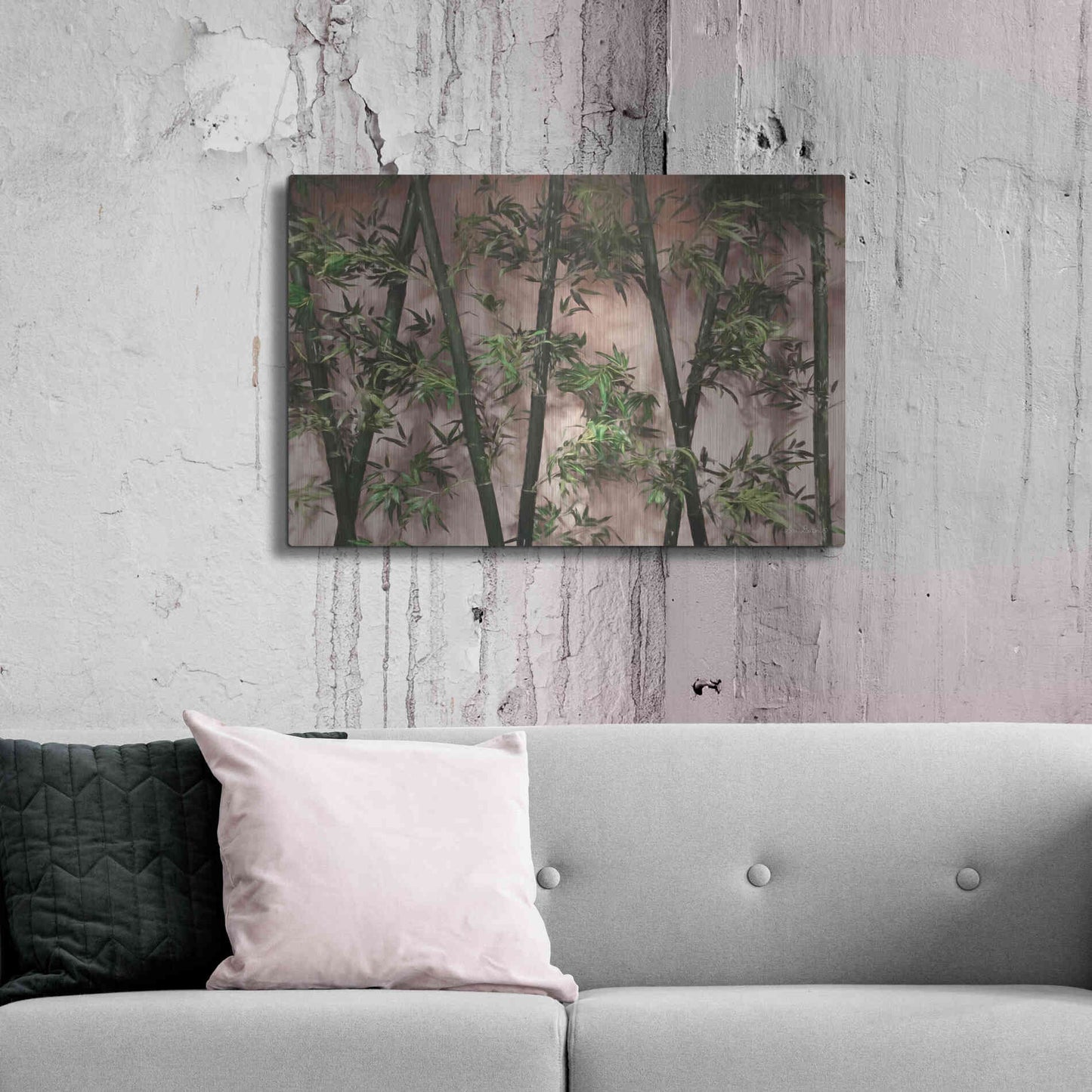 Luxe Metal Art 'Bamboo on Blush' by Lori Deiter, Metal Wall Art,36x24