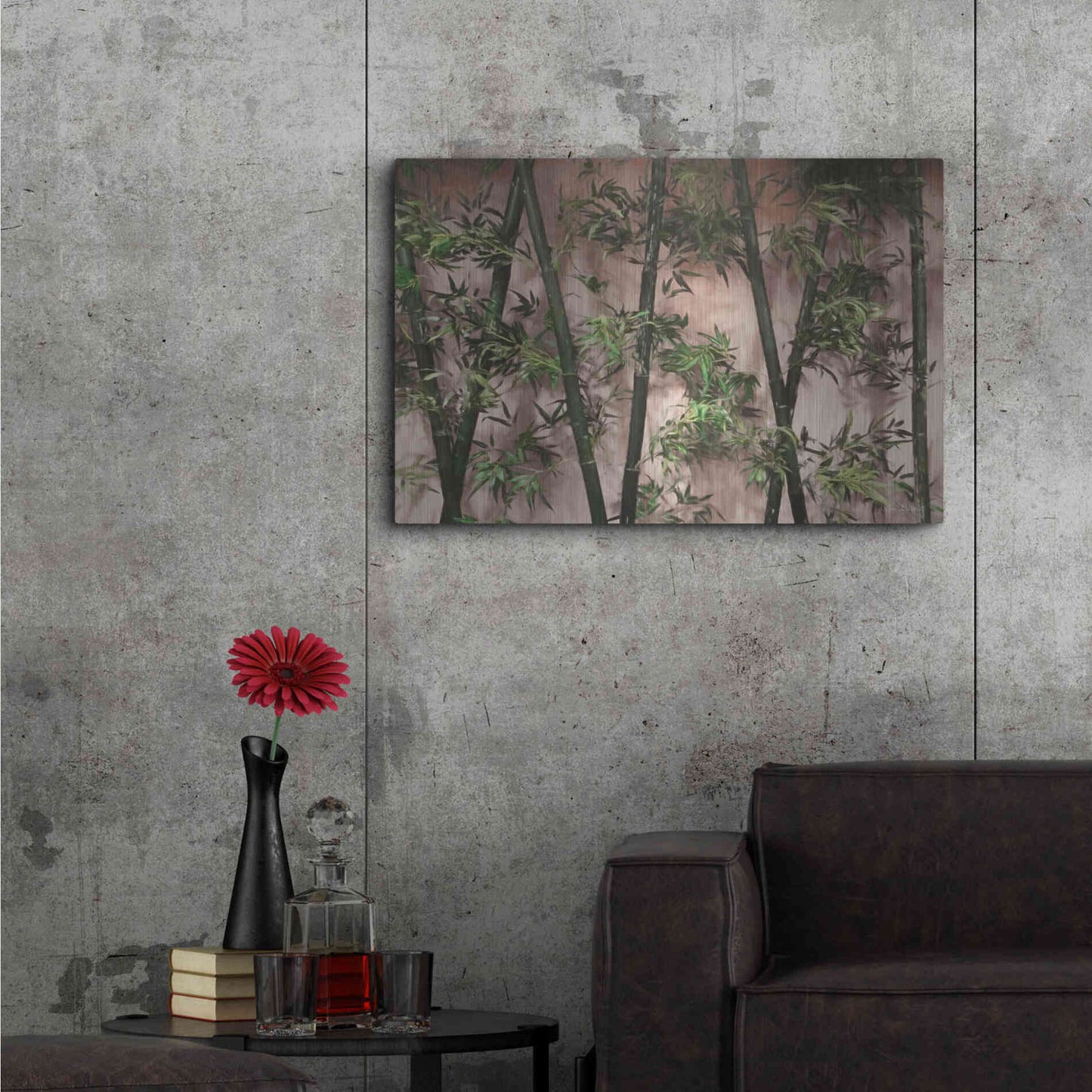 Luxe Metal Art 'Bamboo on Blush' by Lori Deiter, Metal Wall Art,36x24