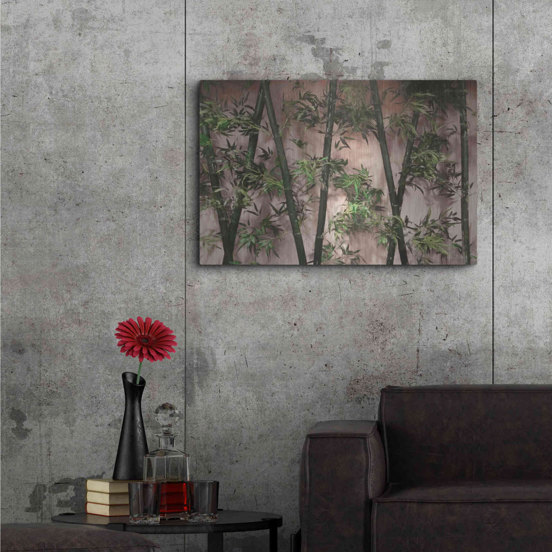 Luxe Metal Art 'Bamboo on Blush' by Lori Deiter, Metal Wall Art,36x24