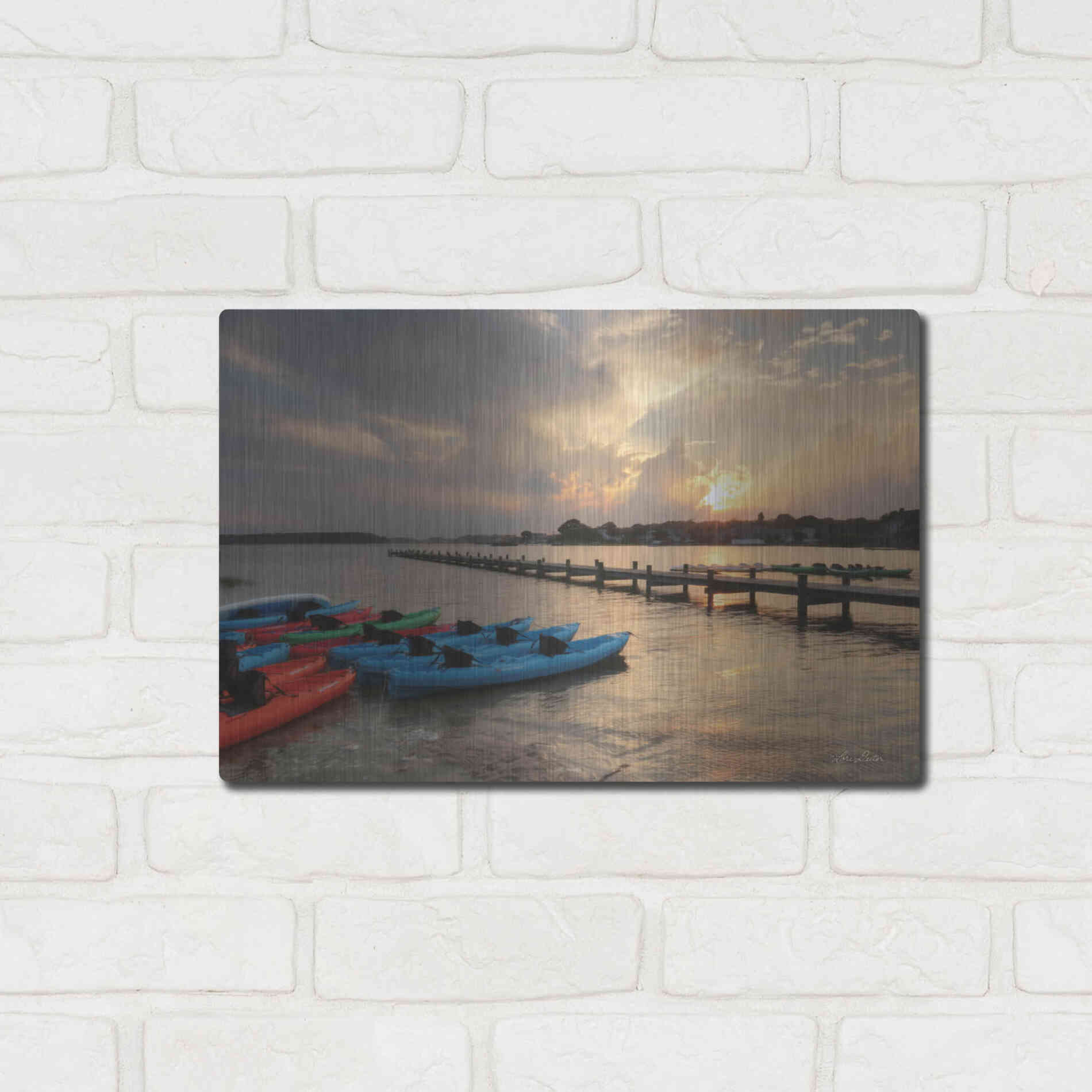 Luxe Metal Art 'Bayside Dock' by Lori Deiter, Metal Wall Art,16x12