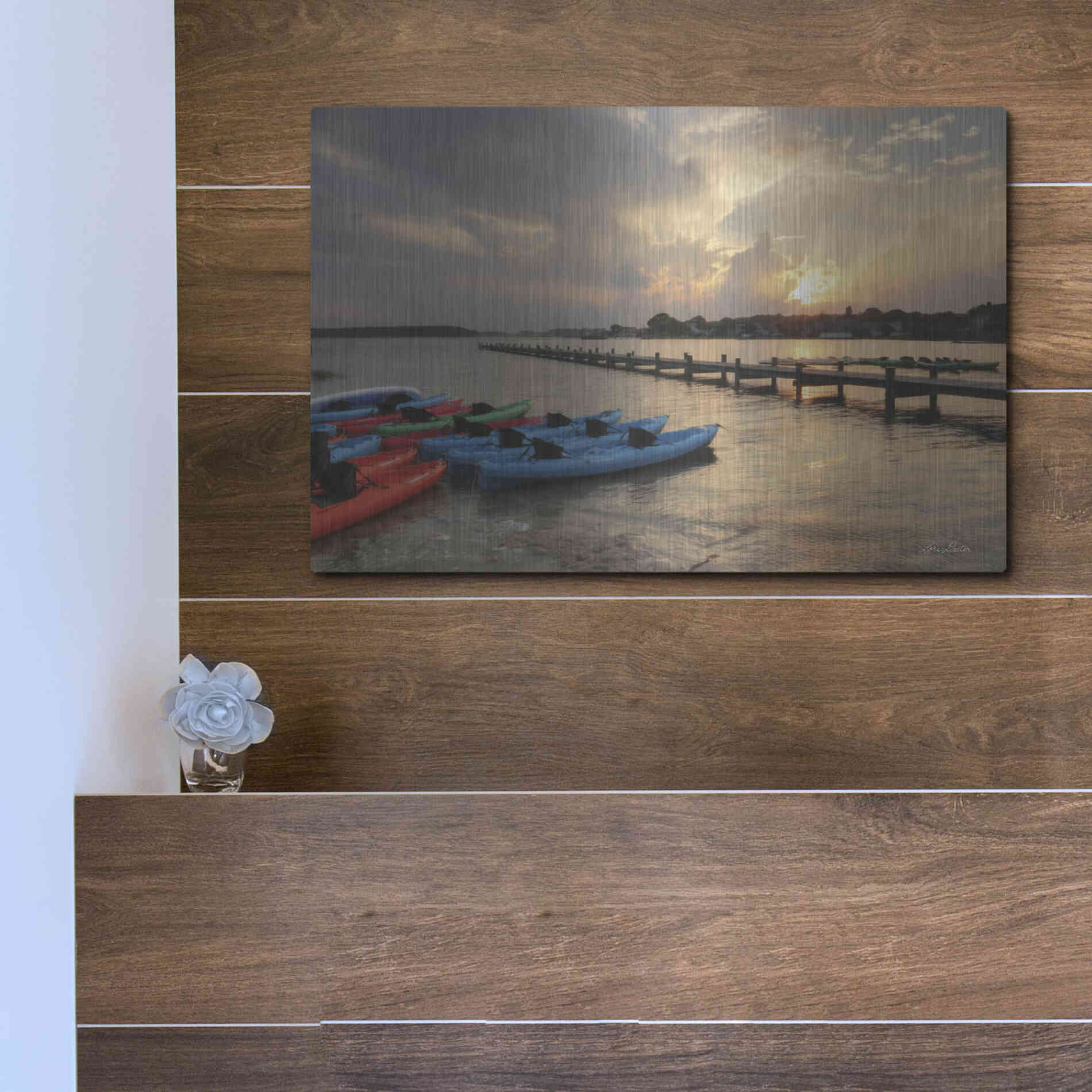 Luxe Metal Art 'Bayside Dock' by Lori Deiter, Metal Wall Art,16x12