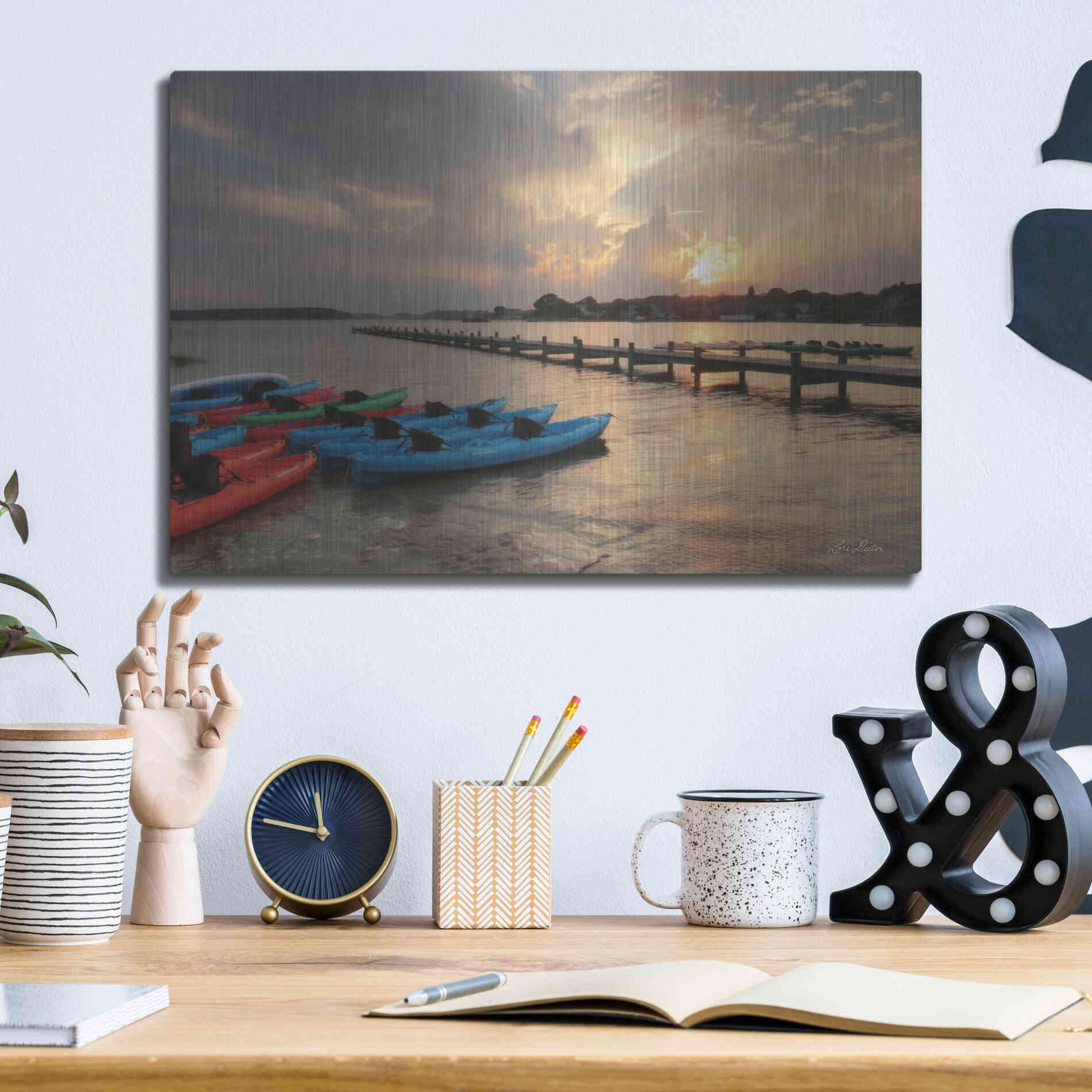 Luxe Metal Art 'Bayside Dock' by Lori Deiter, Metal Wall Art,16x12