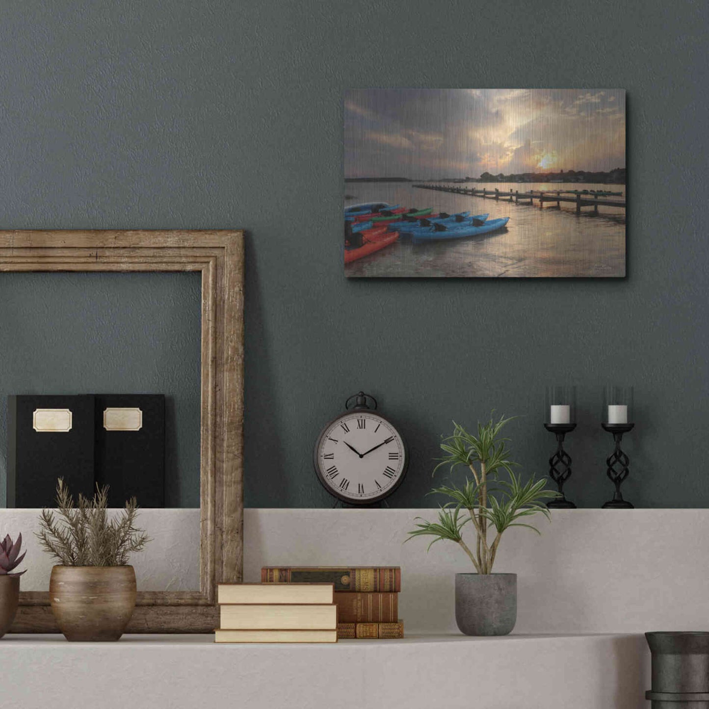 Luxe Metal Art 'Bayside Dock' by Lori Deiter, Metal Wall Art,16x12