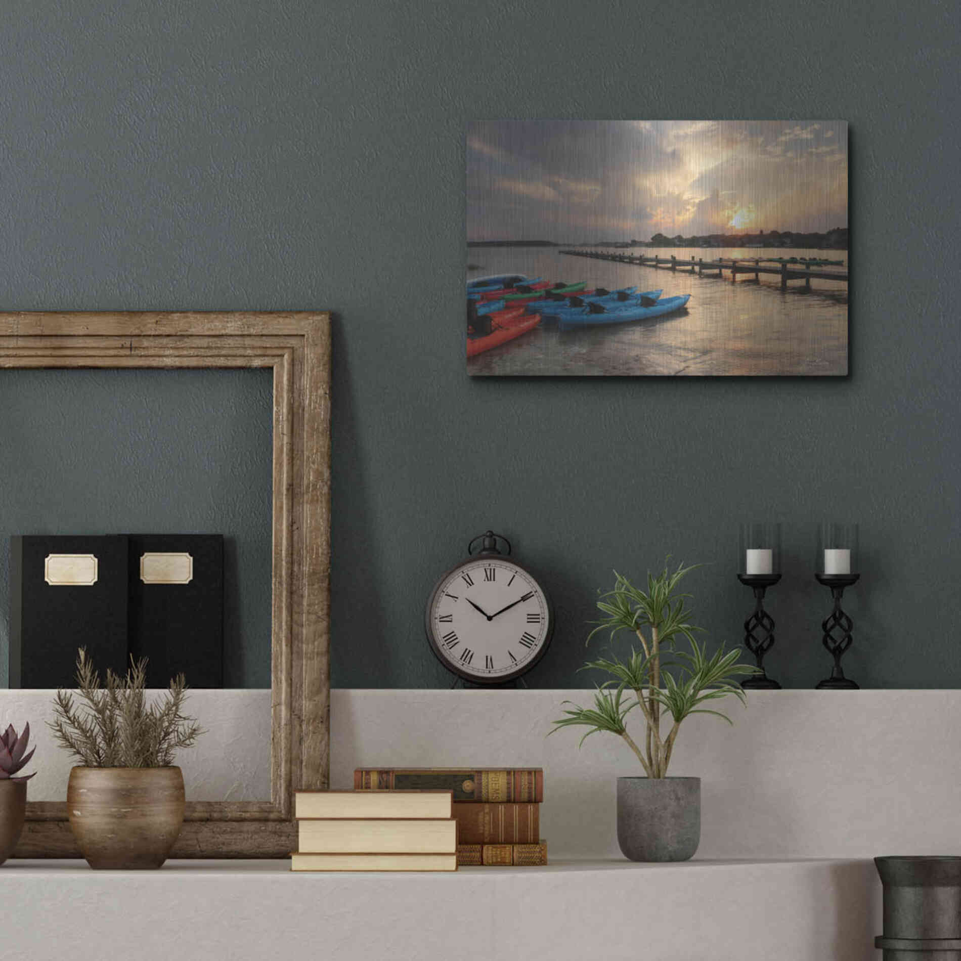 Luxe Metal Art 'Bayside Dock' by Lori Deiter, Metal Wall Art,16x12