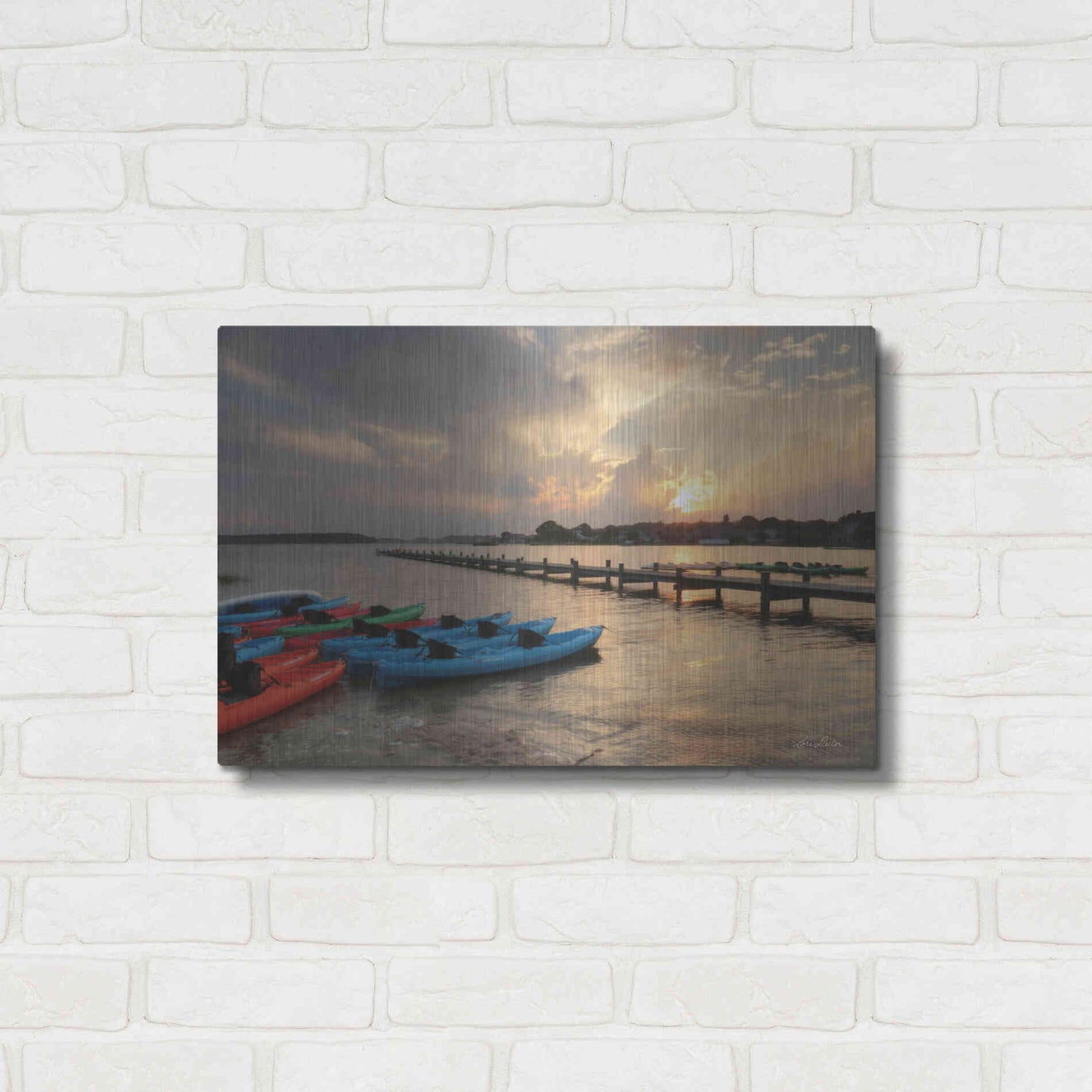 Luxe Metal Art 'Bayside Dock' by Lori Deiter, Metal Wall Art,24x16