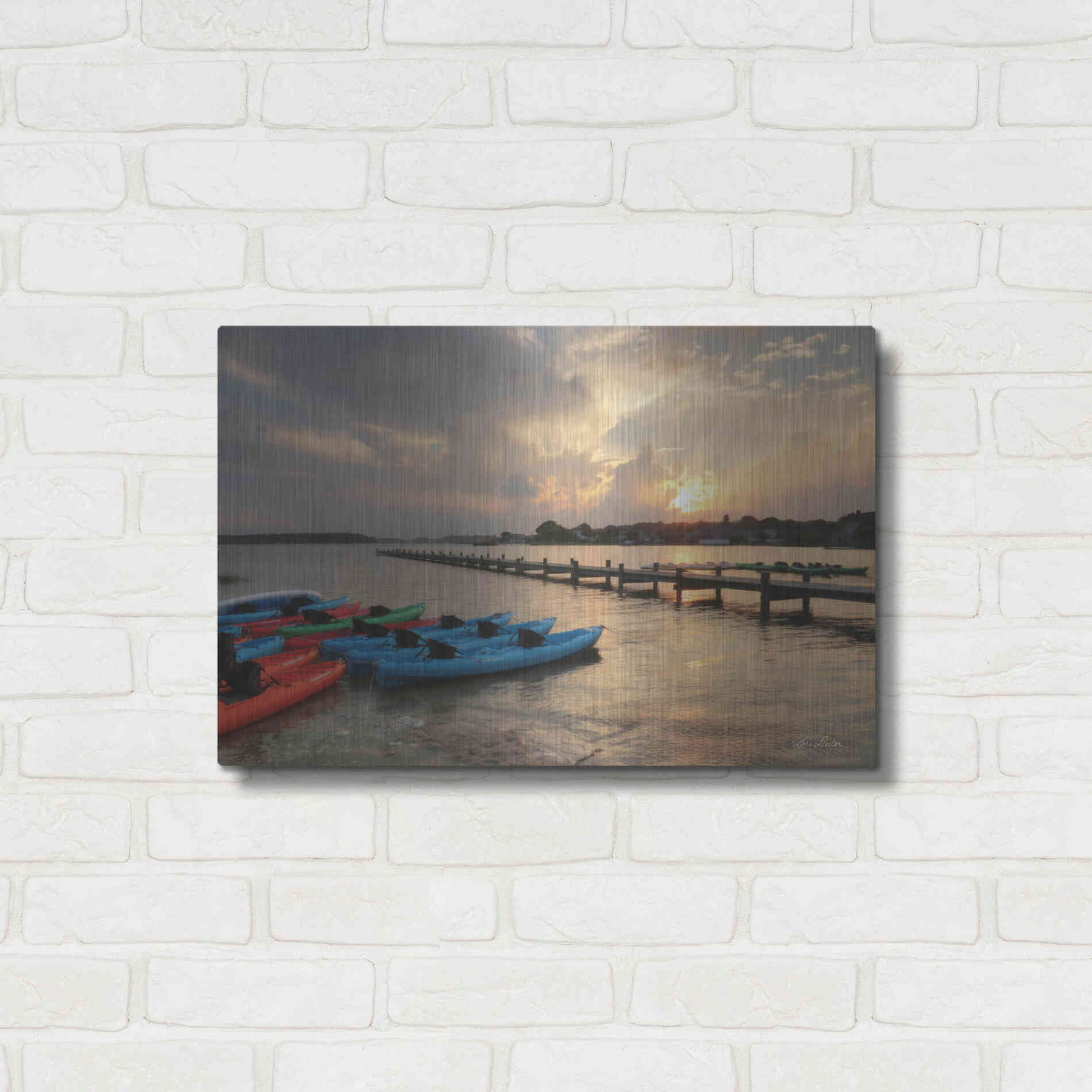 Luxe Metal Art 'Bayside Dock' by Lori Deiter, Metal Wall Art,24x16
