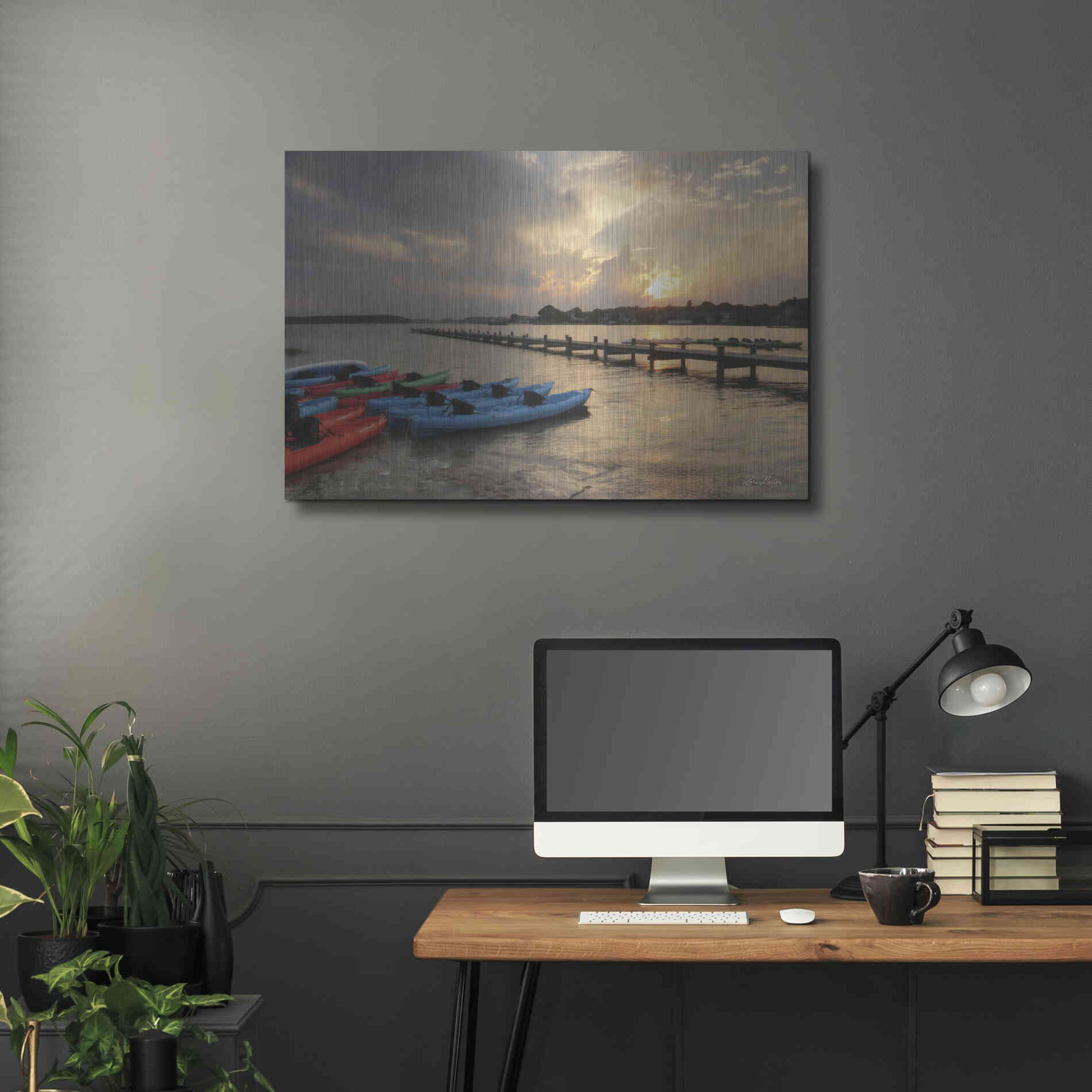 Luxe Metal Art 'Bayside Dock' by Lori Deiter, Metal Wall Art,36x24