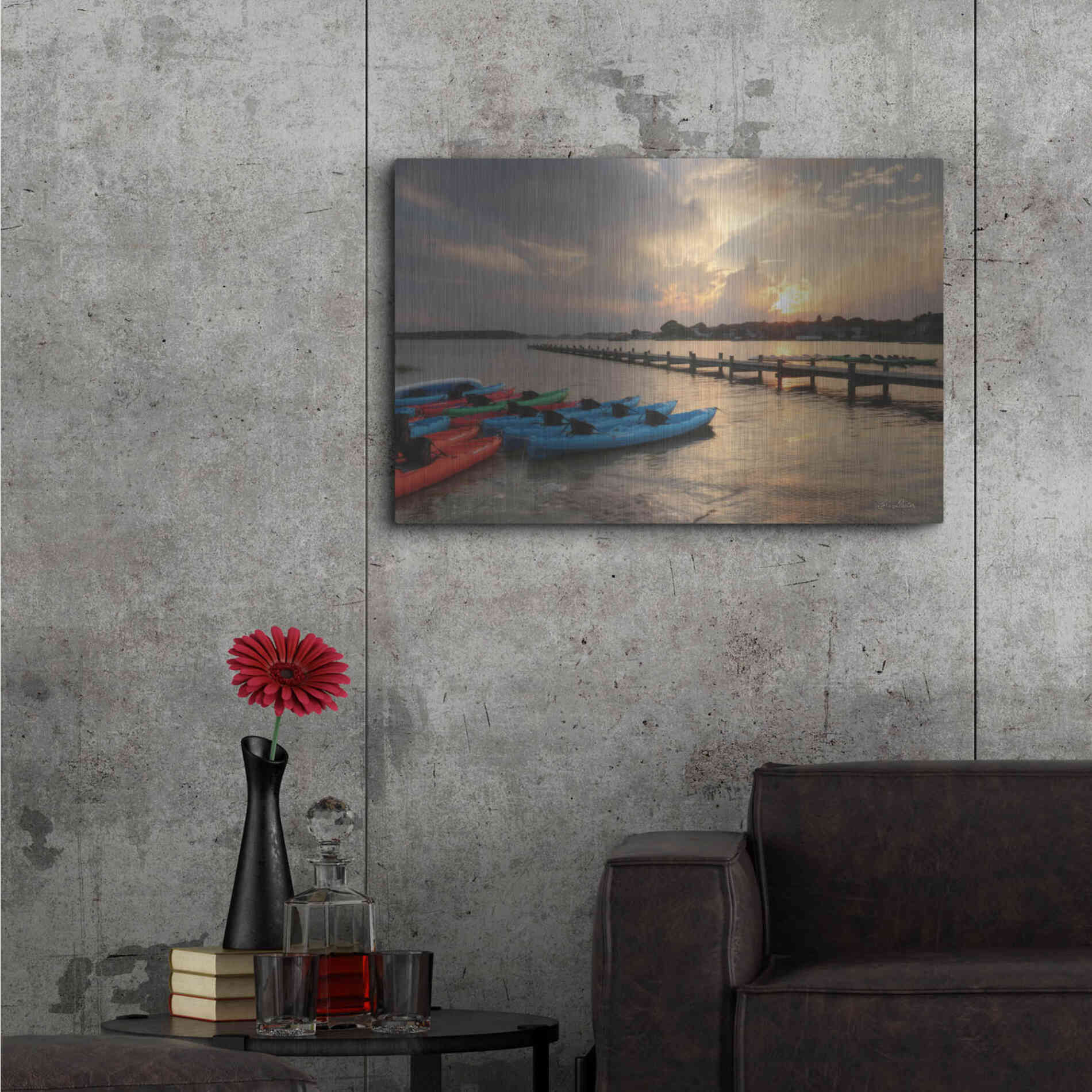 Luxe Metal Art 'Bayside Dock' by Lori Deiter, Metal Wall Art,36x24