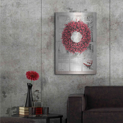 Luxe Metal Art 'Beaded Wreath View I' by Lori Deiter, Metal Wall Art,24x36