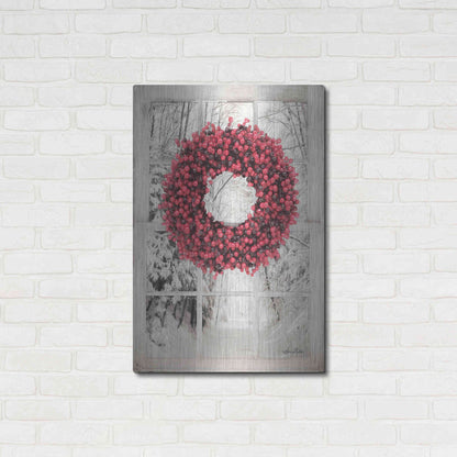 Luxe Metal Art 'Beaded Wreath View II' by Lori Deiter, Metal Wall Art,24x36