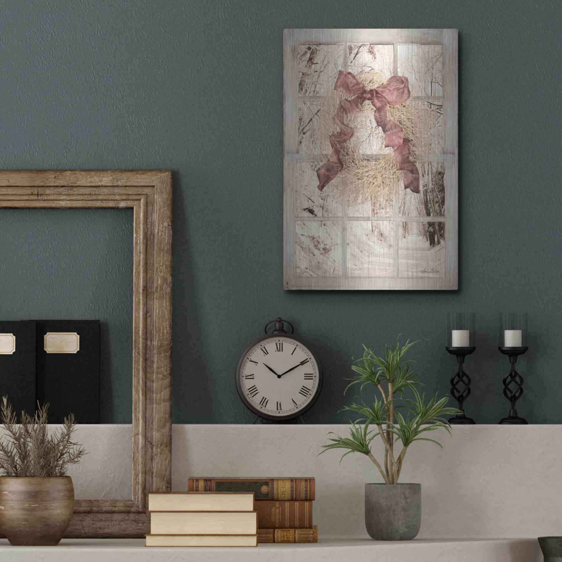 Luxe Metal Art 'Snowy Day Window View' by Lori Deiter, Metal Wall Art,12x16