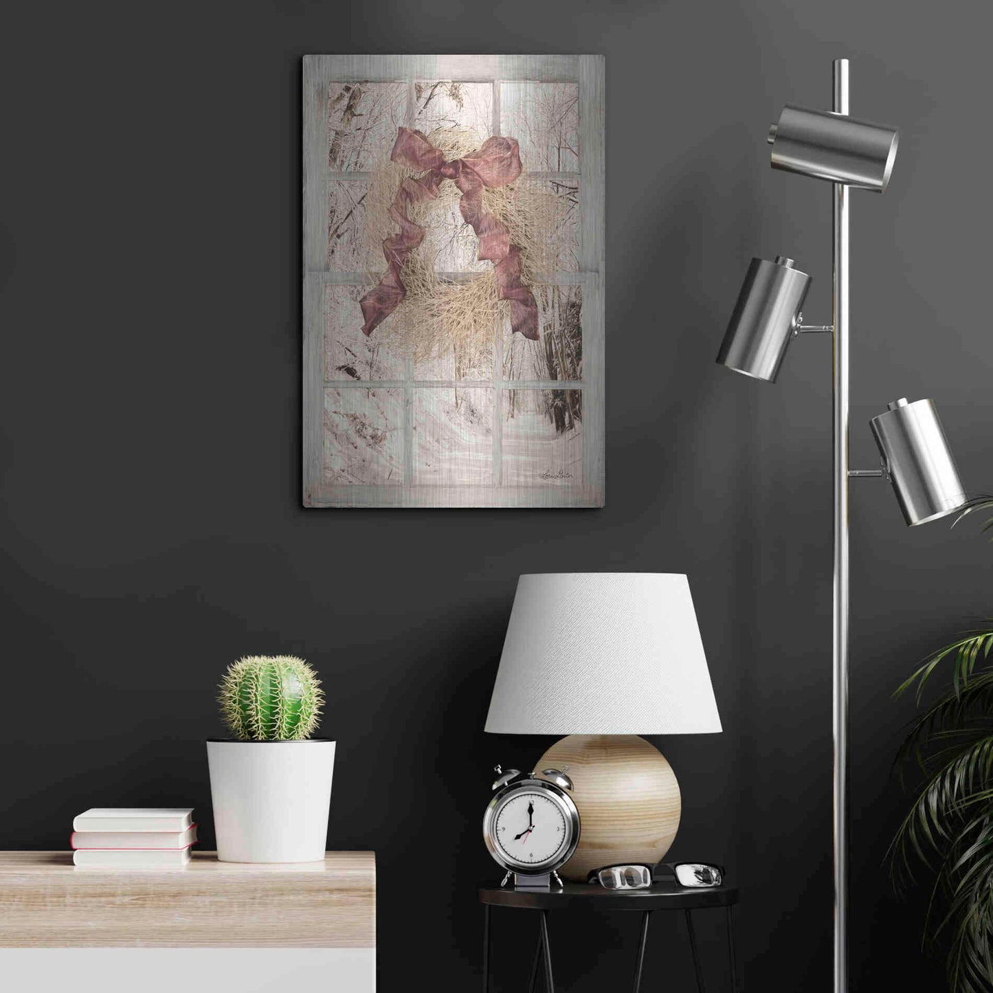 Luxe Metal Art 'Snowy Day Window View' by Lori Deiter, Metal Wall Art,16x24