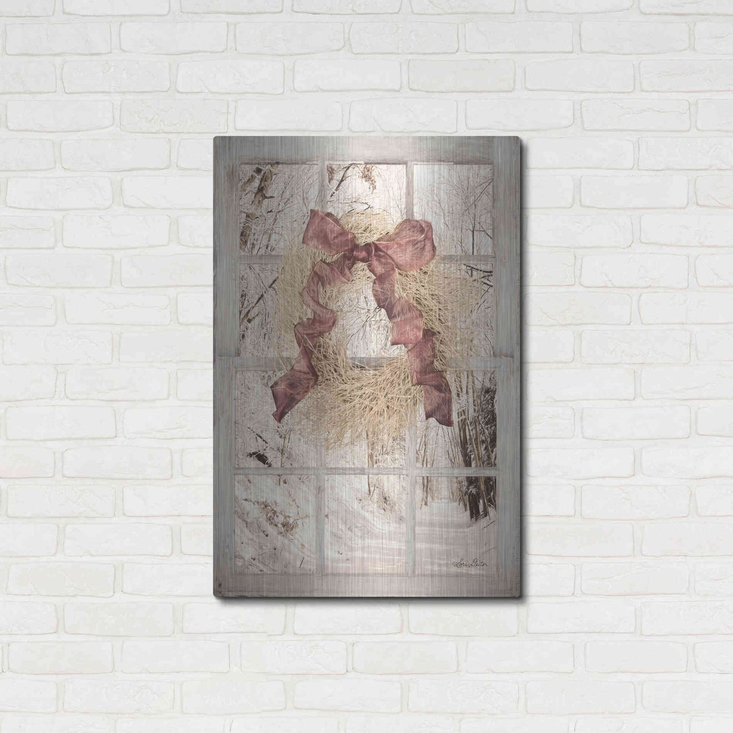 Luxe Metal Art 'Snowy Day Window View' by Lori Deiter, Metal Wall Art,24x36