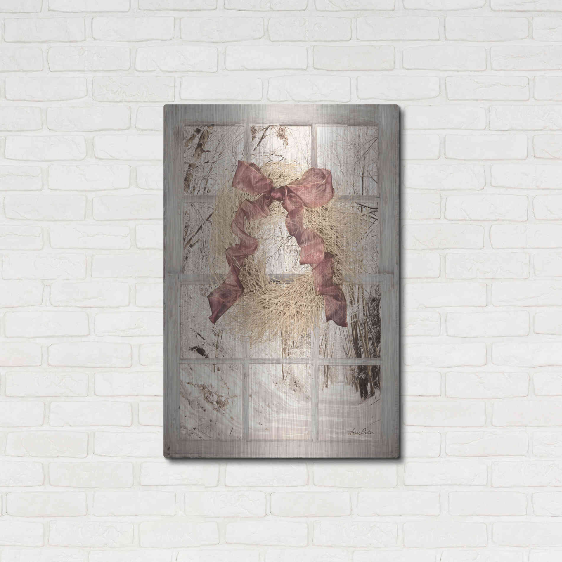 Luxe Metal Art 'Snowy Day Window View' by Lori Deiter, Metal Wall Art,24x36