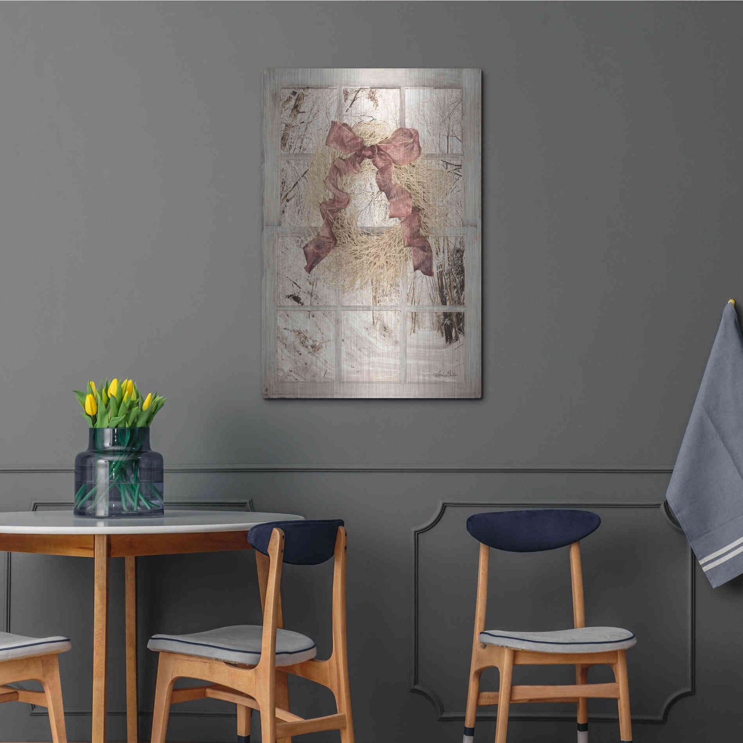 Luxe Metal Art 'Snowy Day Window View' by Lori Deiter, Metal Wall Art,24x36