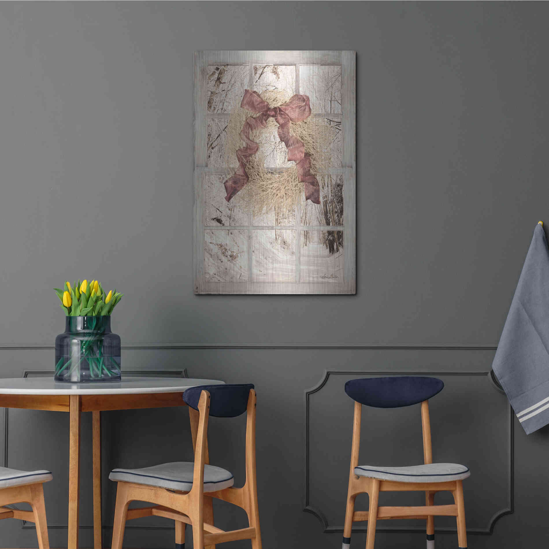 Luxe Metal Art 'Snowy Day Window View' by Lori Deiter, Metal Wall Art,24x36