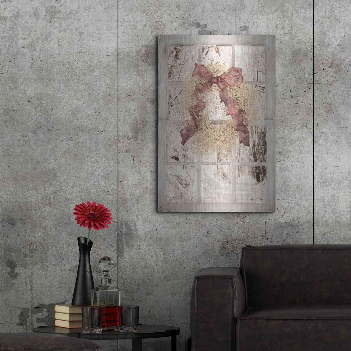 Luxe Metal Art 'Snowy Day Window View' by Lori Deiter, Metal Wall Art,24x36