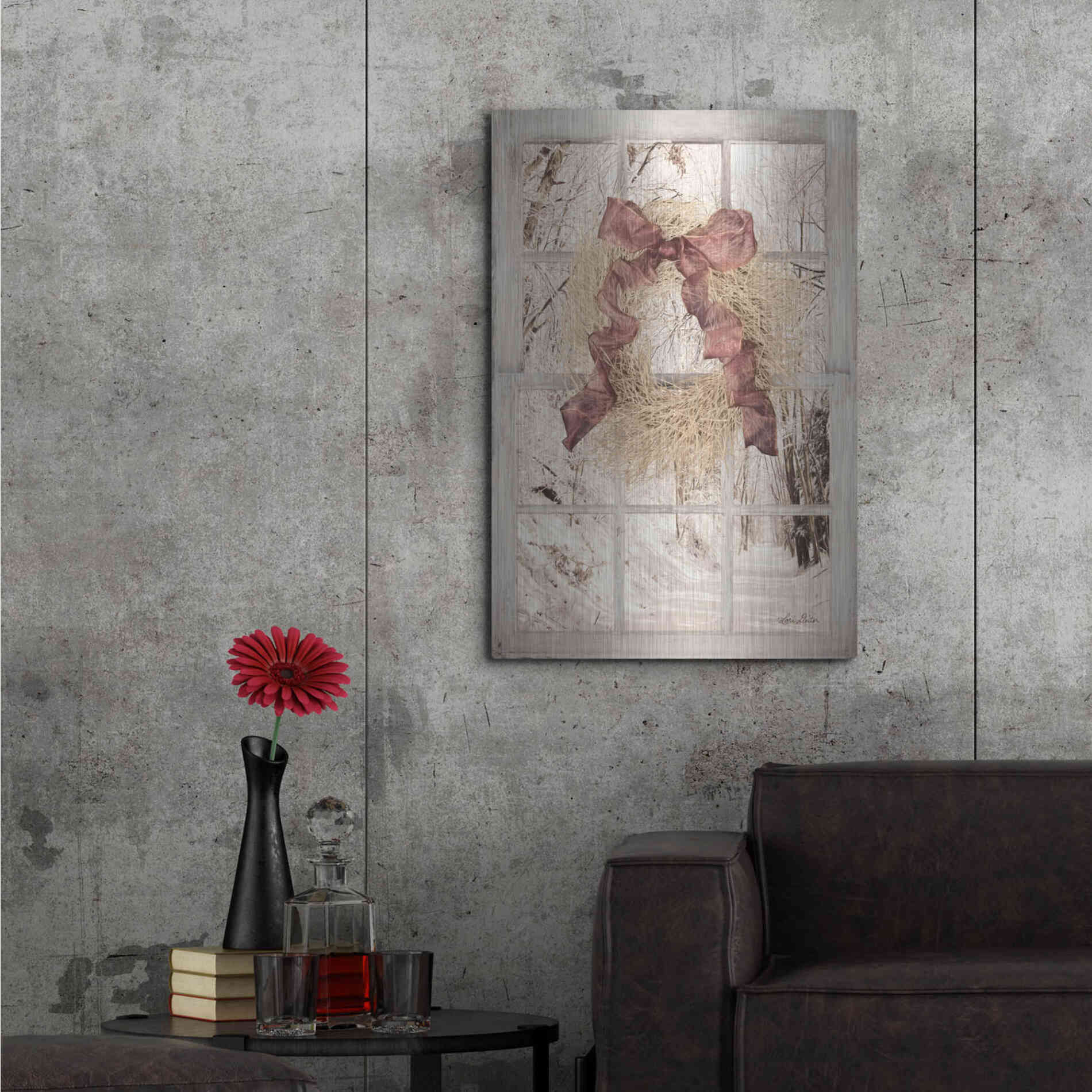 Luxe Metal Art 'Snowy Day Window View' by Lori Deiter, Metal Wall Art,24x36