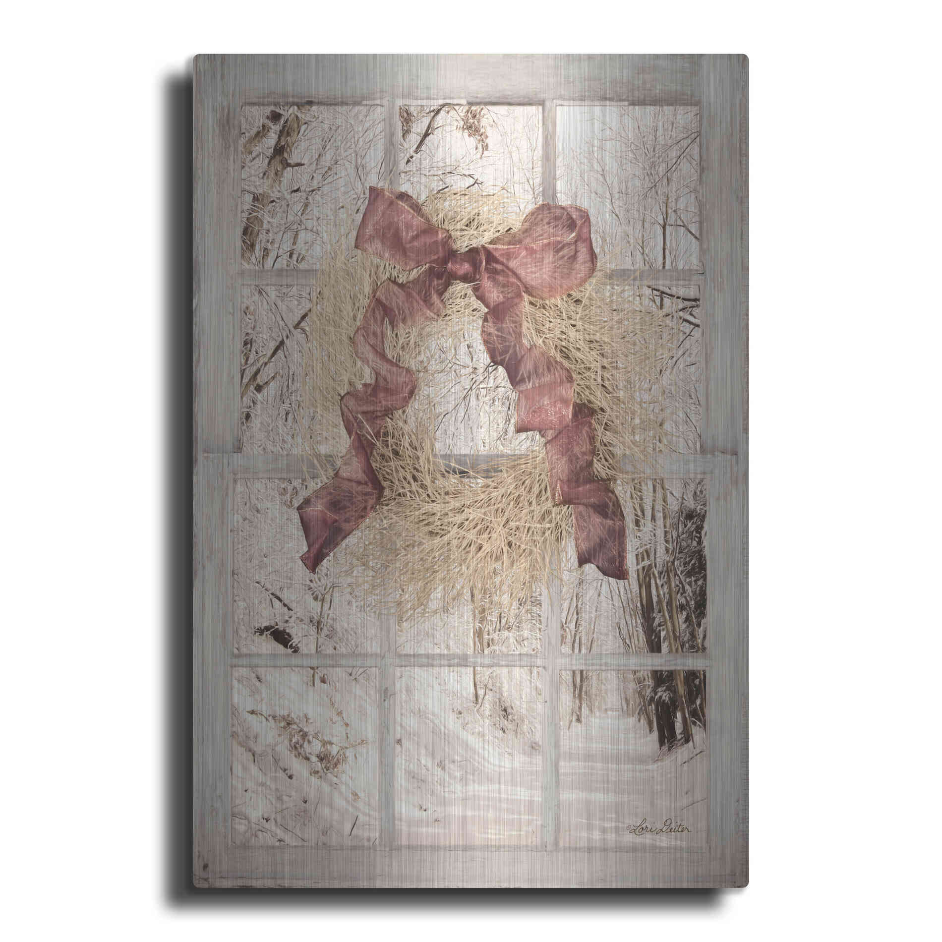 Luxe Metal Art 'Snowy Day Window View' by Lori Deiter, Metal Wall Art
