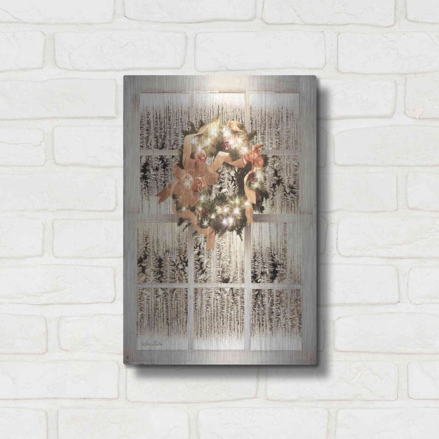 Luxe Metal Art 'Frosted Pane Window View' by Lori Deiter, Metal Wall Art,12x16