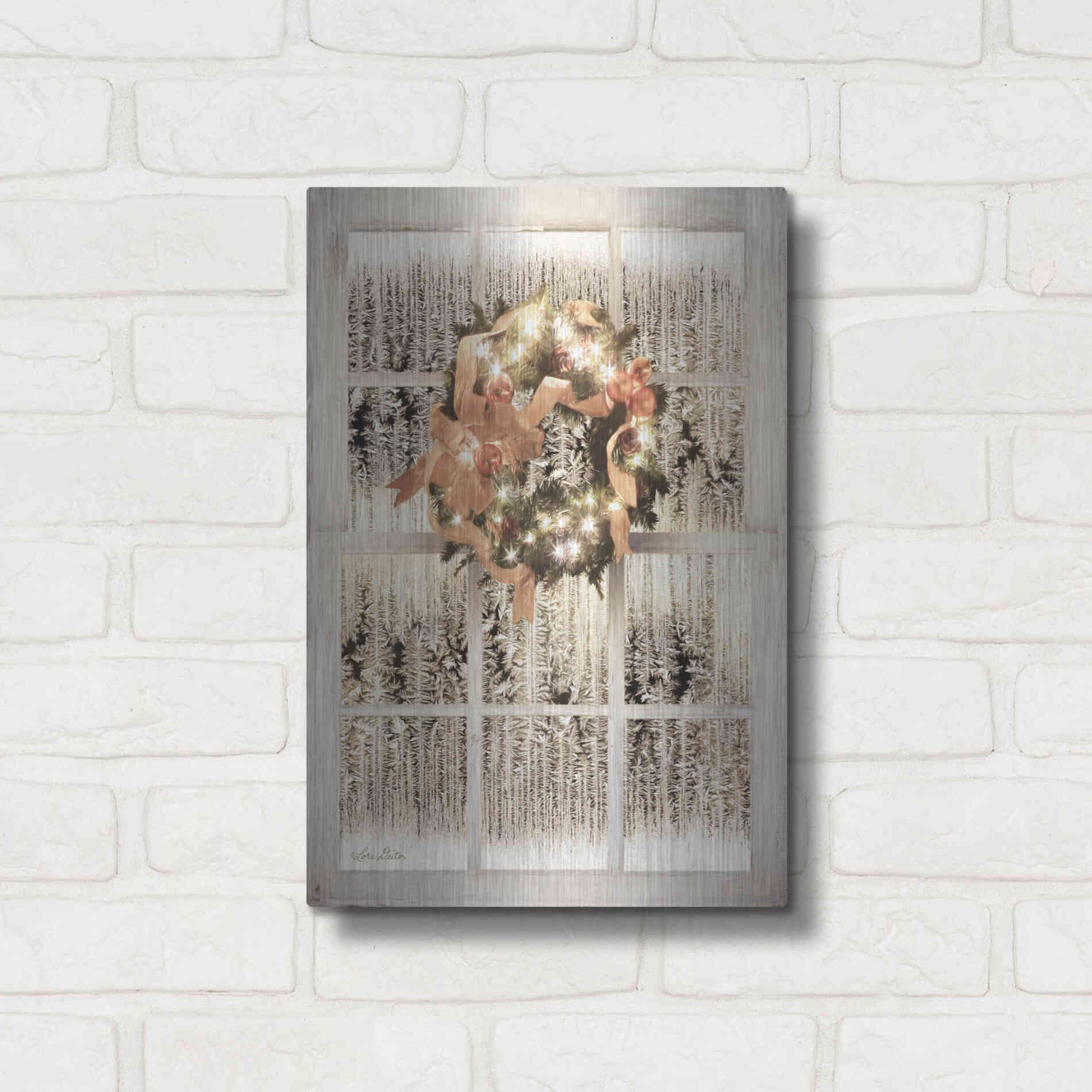 Luxe Metal Art 'Frosted Pane Window View' by Lori Deiter, Metal Wall Art,12x16