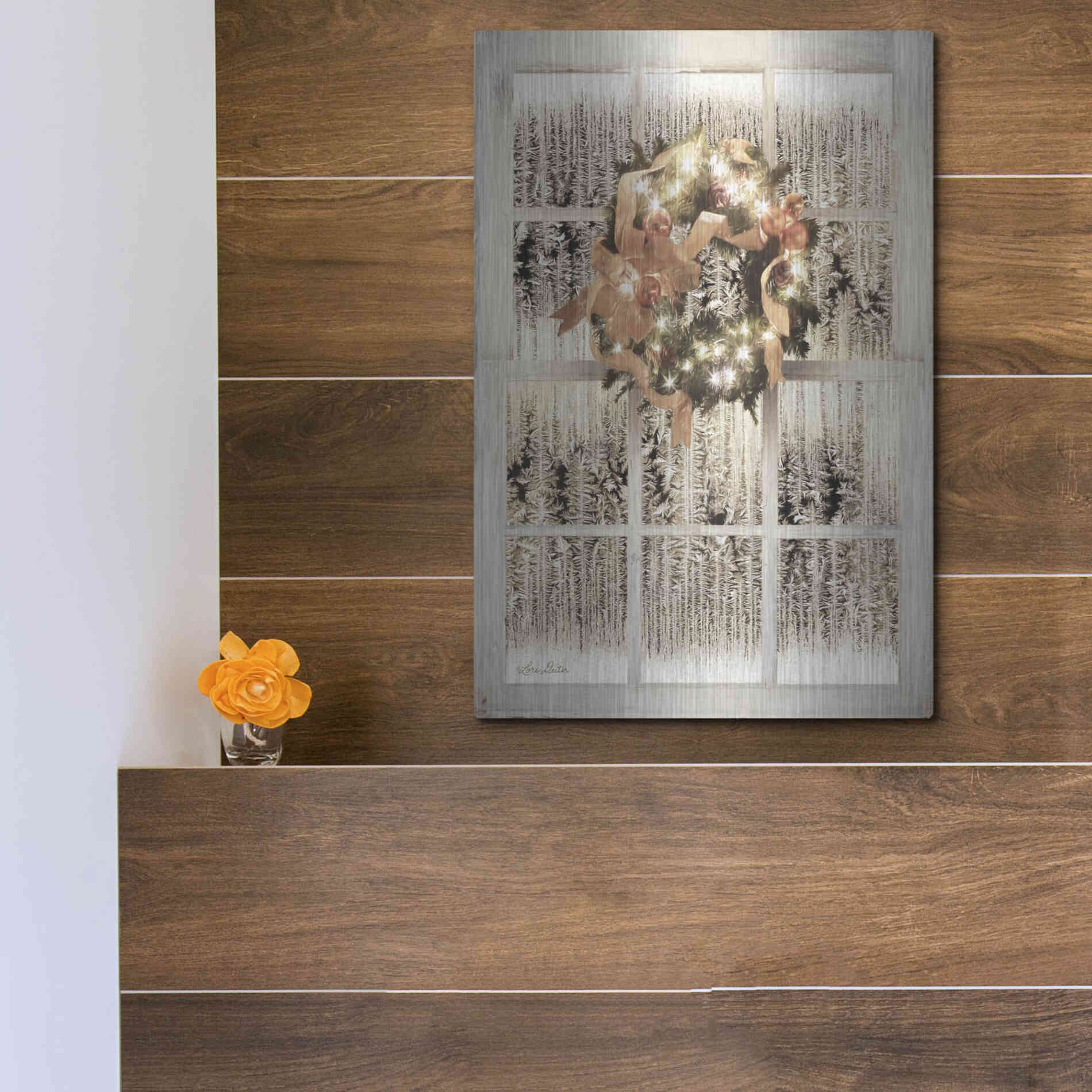 Luxe Metal Art 'Frosted Pane Window View' by Lori Deiter, Metal Wall Art,12x16