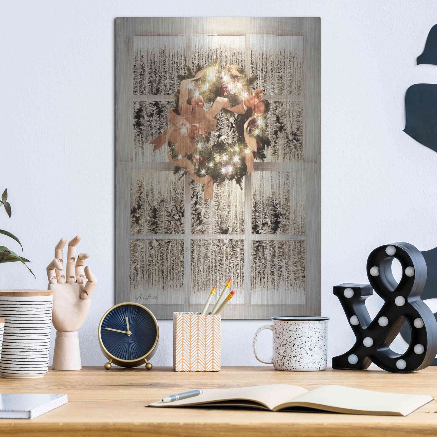 Luxe Metal Art 'Frosted Pane Window View' by Lori Deiter, Metal Wall Art,12x16