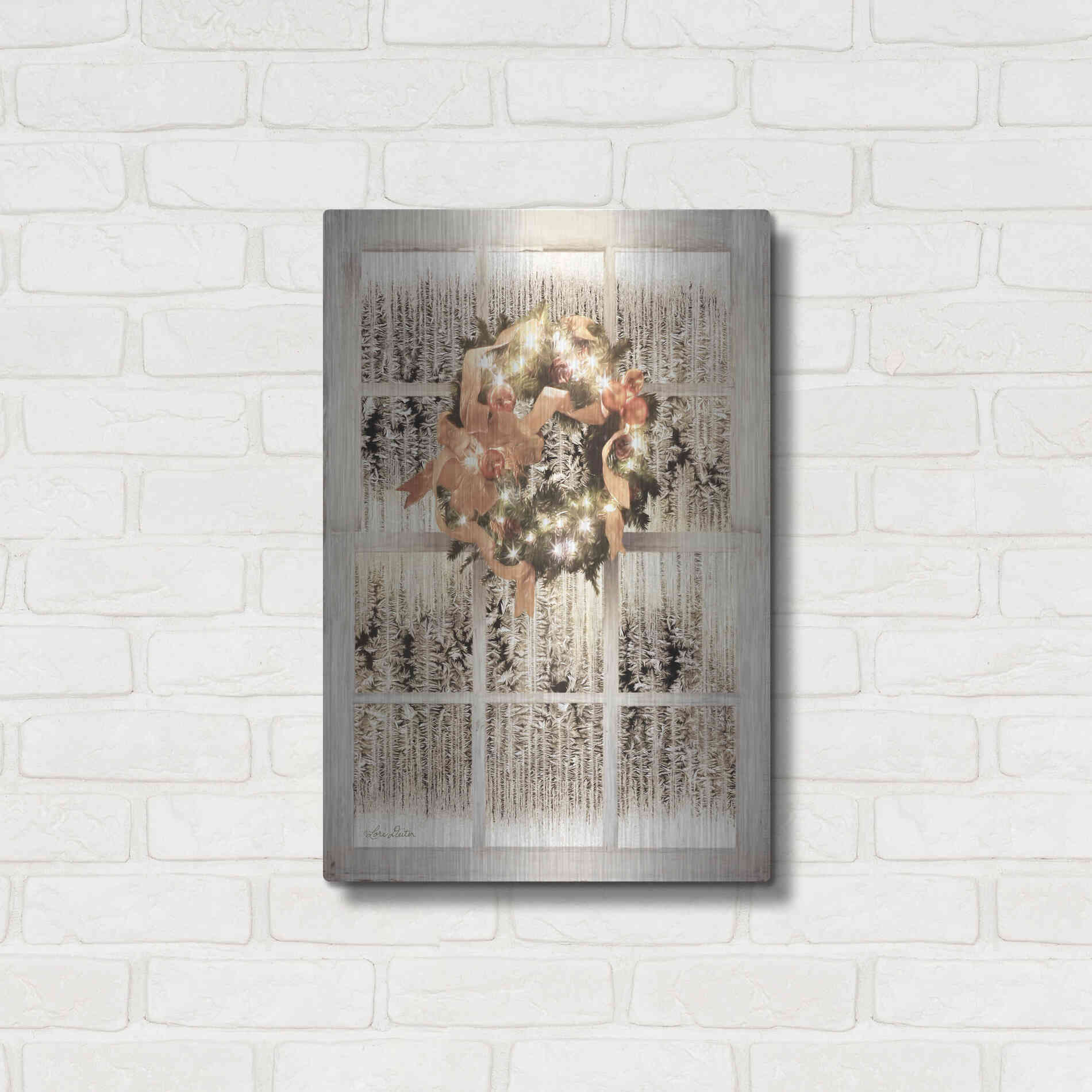 Luxe Metal Art 'Frosted Pane Window View' by Lori Deiter, Metal Wall Art,16x24
