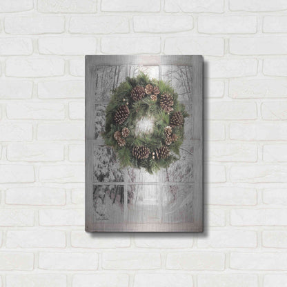 Luxe Metal Art 'Pine Tree Window View' by Lori Deiter, Metal Wall Art,16x24