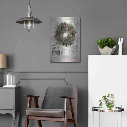 Luxe Metal Art 'Pine Tree Window View' by Lori Deiter, Metal Wall Art,16x24