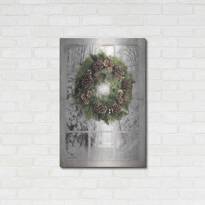 Luxe Metal Art 'Pine Tree Window View' by Lori Deiter, Metal Wall Art,24x36