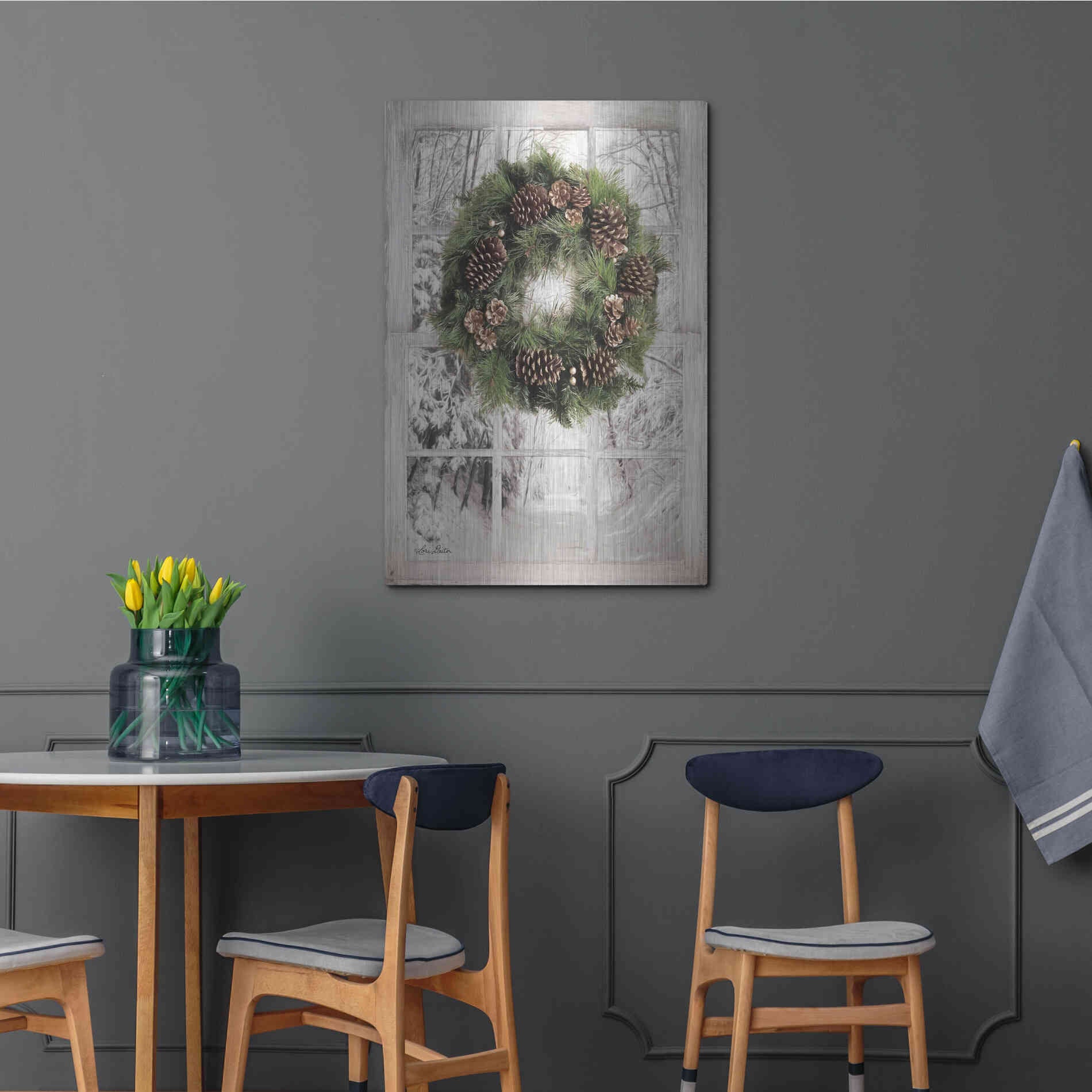 Luxe Metal Art 'Pine Tree Window View' by Lori Deiter, Metal Wall Art,24x36