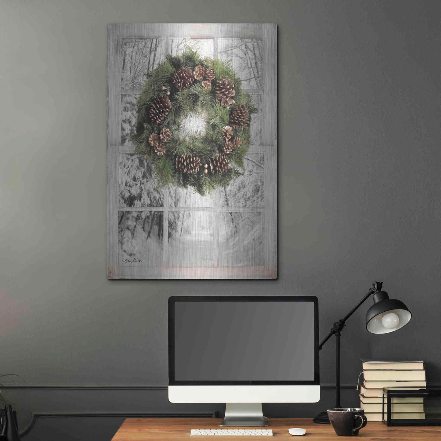 Luxe Metal Art 'Pine Tree Window View' by Lori Deiter, Metal Wall Art,24x36