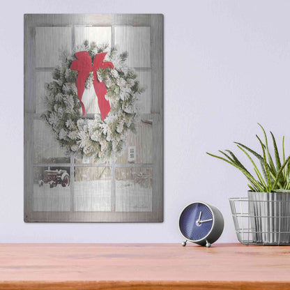 Luxe Metal Art 'On the Farm Window View' by Lori Deiter, Metal Wall Art,12x16