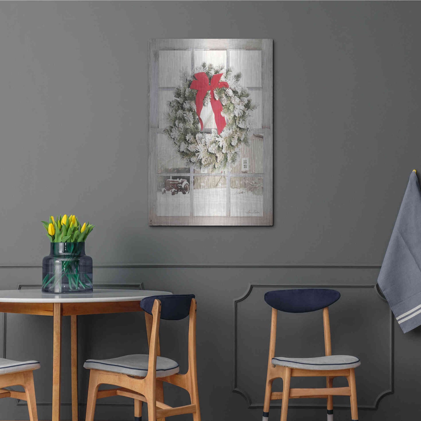 Luxe Metal Art 'On the Farm Window View' by Lori Deiter, Metal Wall Art,24x36