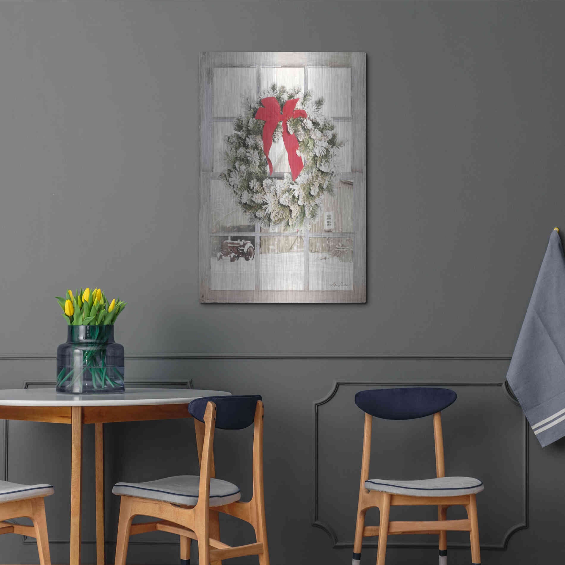 Luxe Metal Art 'On the Farm Window View' by Lori Deiter, Metal Wall Art,24x36