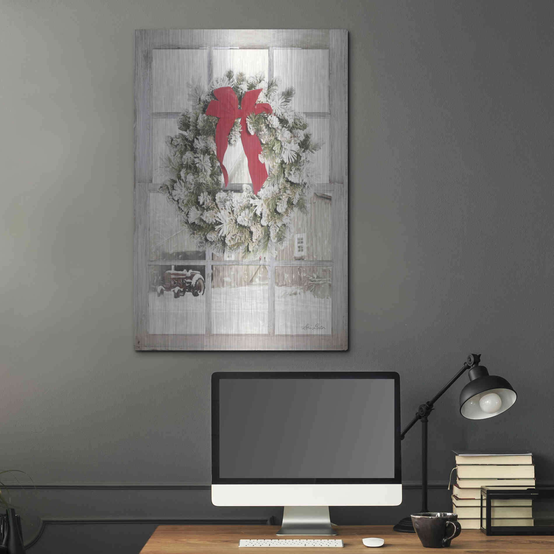 Luxe Metal Art 'On the Farm Window View' by Lori Deiter, Metal Wall Art,24x36