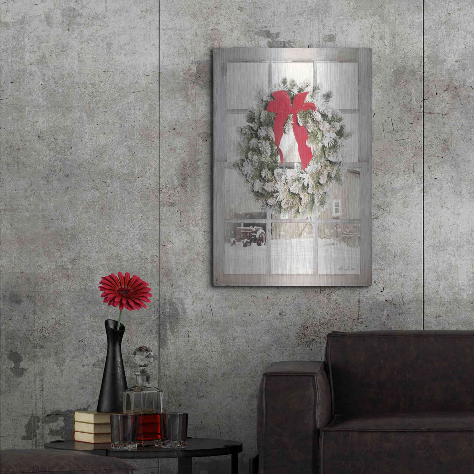 Luxe Metal Art 'On the Farm Window View' by Lori Deiter, Metal Wall Art,24x36