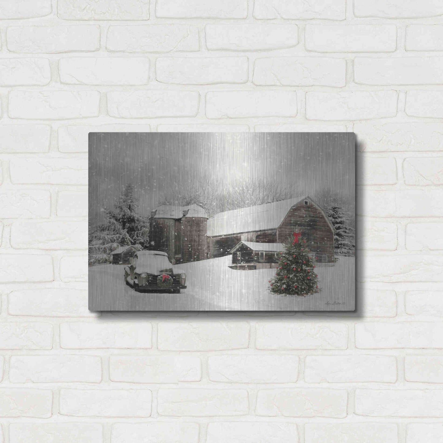 Luxe Metal Art 'Farmhouse Christmas' by Lori Deiter, Metal Wall Art,24x16