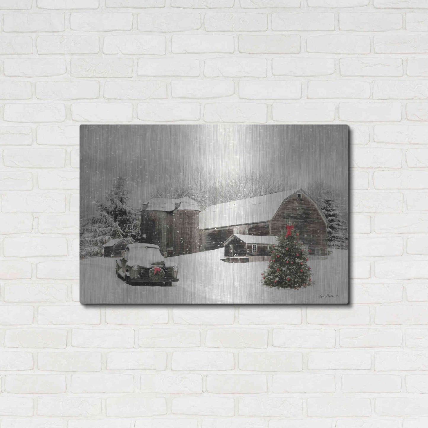 Luxe Metal Art 'Farmhouse Christmas' by Lori Deiter, Metal Wall Art,36x24