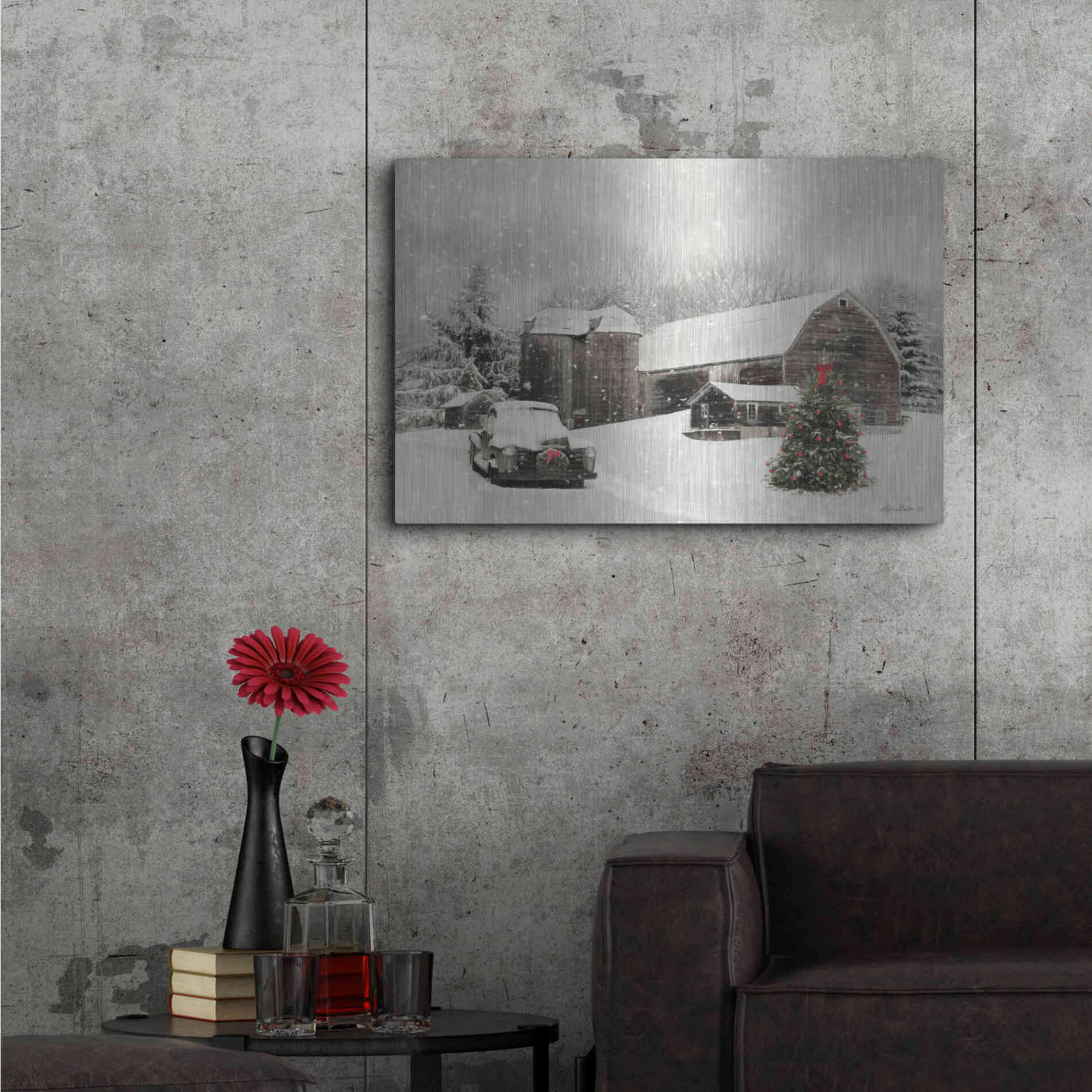 Luxe Metal Art 'Farmhouse Christmas' by Lori Deiter, Metal Wall Art,36x24