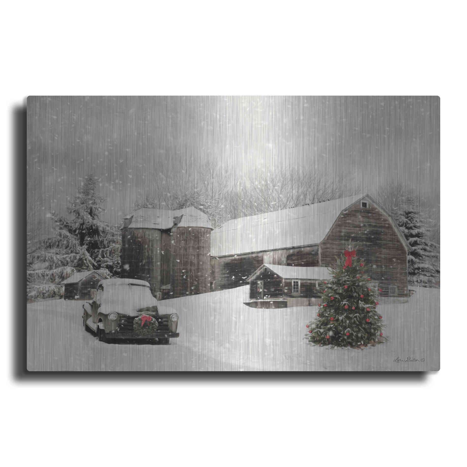 Luxe Metal Art 'Farmhouse Christmas' by Lori Deiter, Metal Wall Art