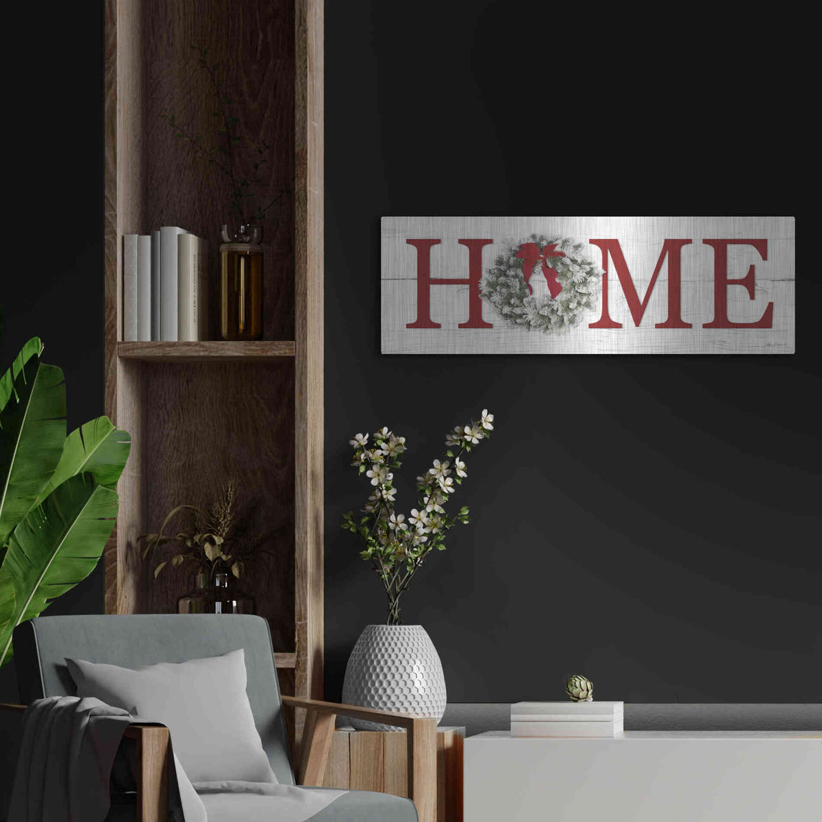 Luxe Metal Art 'Christmas Home' by Lori Deiter, Metal Wall Art,36x12